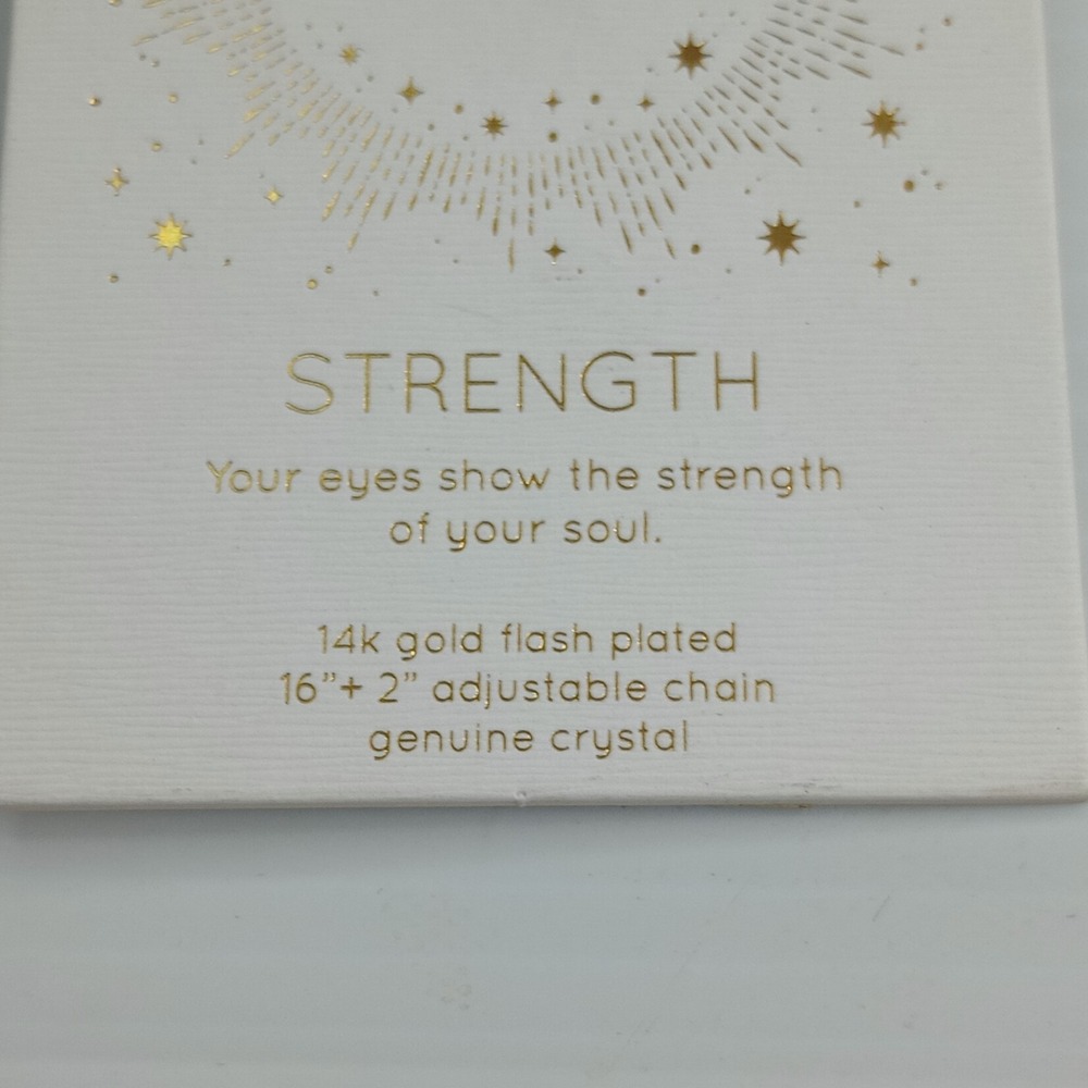 Unwritten Strength Necklace 14K Gold Flash‎ Plated Evil Eye Pendant 16"+2" New - Picture 5 of 6